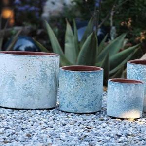 Cylinder Planter in Aegean Blue