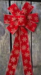 Red and Gold Velvet Snowflake Bow