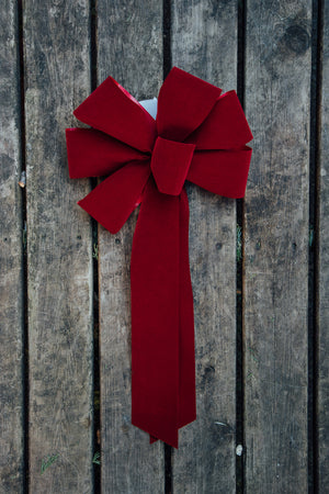 Deep Red Plush Velvet Bow